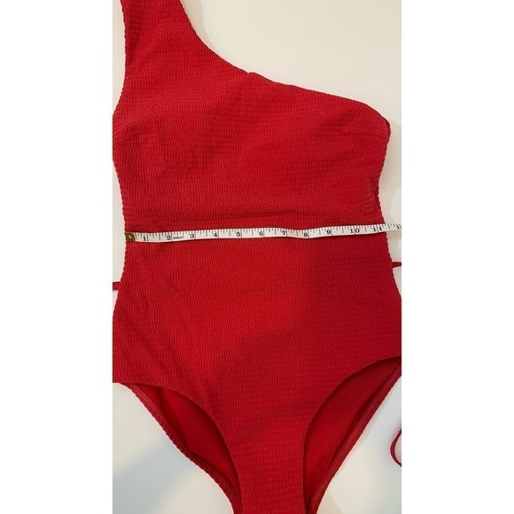 Sea Level Swim Red One Piece Swim Suit Sz 4 Belted One Shoulder Unused With Tags - Picture 6 of 7